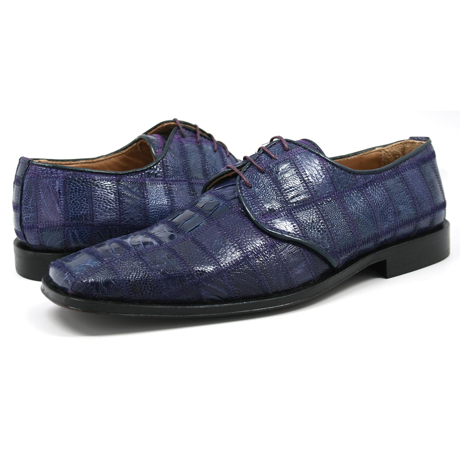 David Eden Men's Trek Patchwork Ostrich Leg Leather Violet